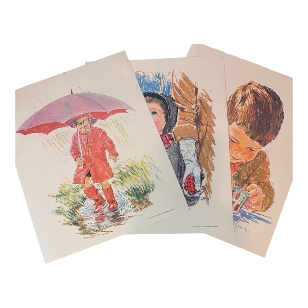 Vintage 1963 Frances Hook Art Prints Standard Publishing Children‎ 10pc